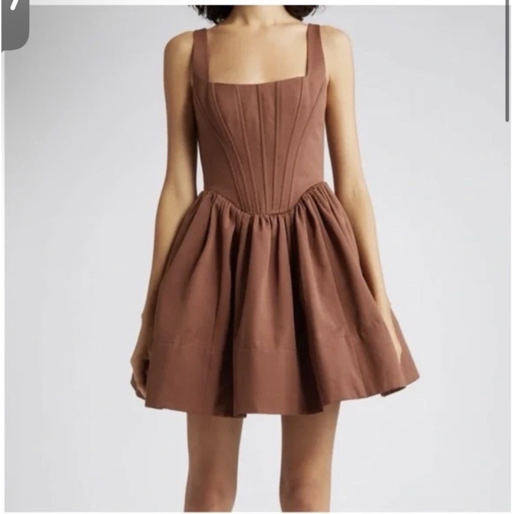 STAUD Landscape Cotton Blend Dress In‎ Clove Brown Size 4